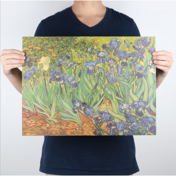 Bức tranh hoa diên vỹ mô phỏng tác phẩm của họa sĩ Van Gogh