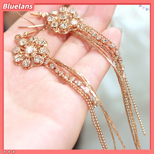 Cặp bông tai dáng dài thiết kế hình vòng quay đính đá quý nhân tạo phong cách sang trọng dành cho nữ