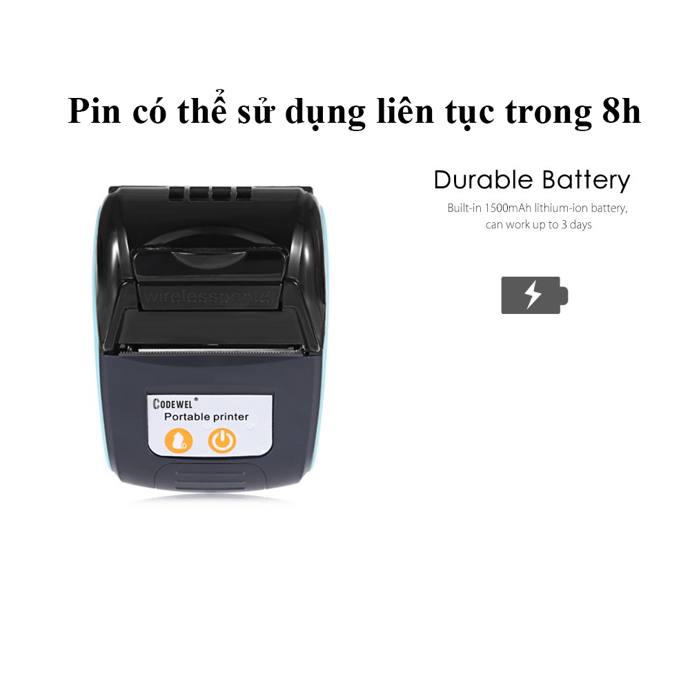 Máy in nhiệt PT210 Bluetooth để in bill, in hóa đơn, kết nối điện thoại hoặc máy tính - laptop