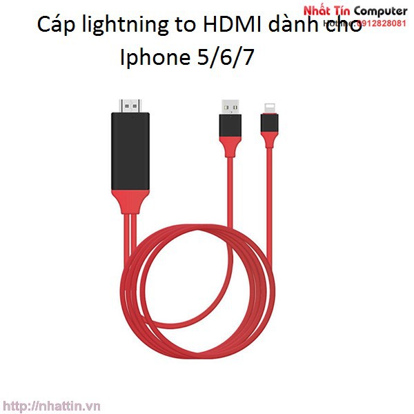 Cáp kết nối HDMI lên Tivi cho iphone 5,6,7,8, ipad 4,5,Mini dài 2m (lightning to HDTV Cable)