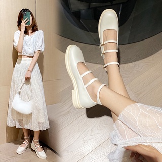 Giày Da Đế Dày Tăng Chiều Cao Màu Trơn Phong Cách Retro Anh Quốc Cho Nữ