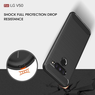 Casing LG V50 ThinQ carbon fiber brushed pattern phone case soft shell