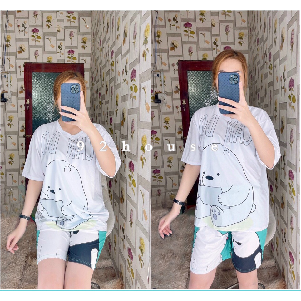 Set đồ bộ cartoon gấu trắng 3D unisex siêu cute