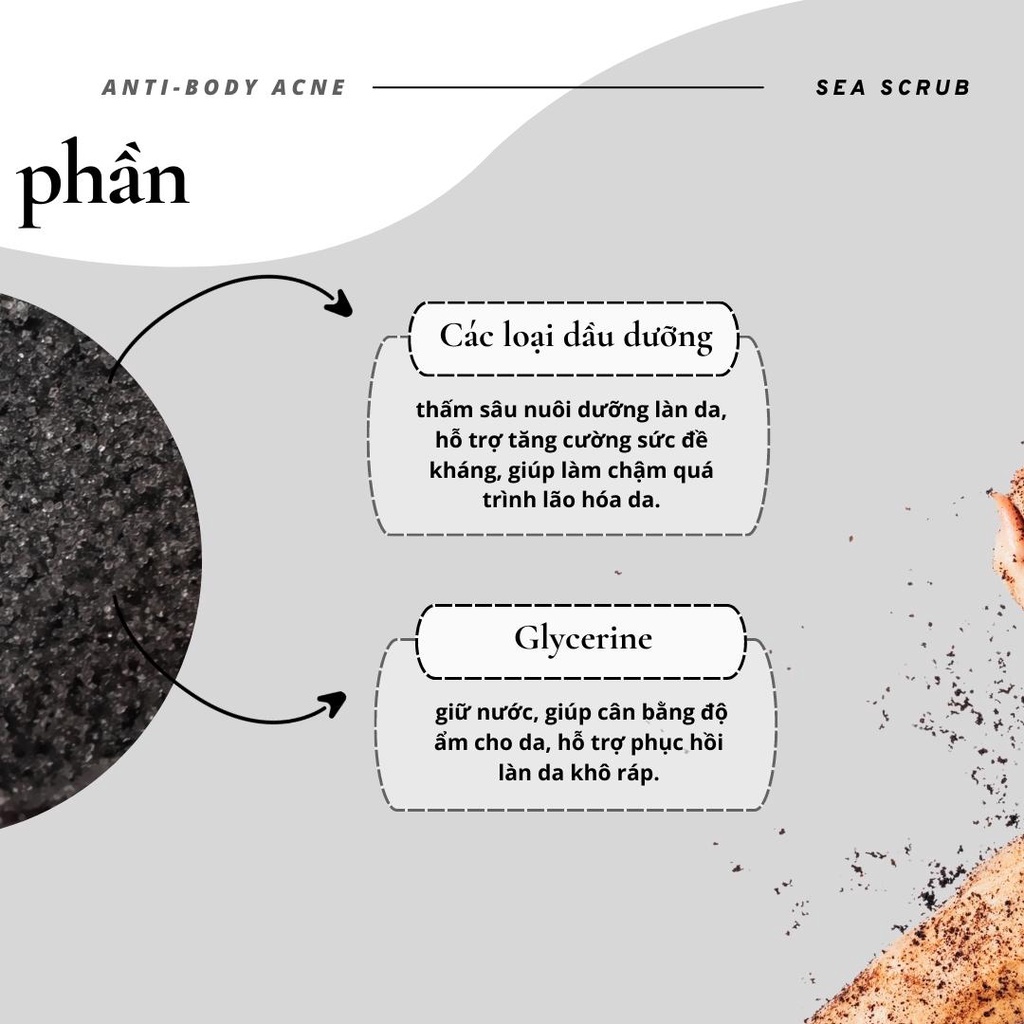 SEA SCRUB - muối than tre làm giảm mụn lưng handmade