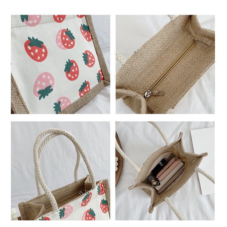 Túi vải canvas mini in họa tiết phong cách trung hoa