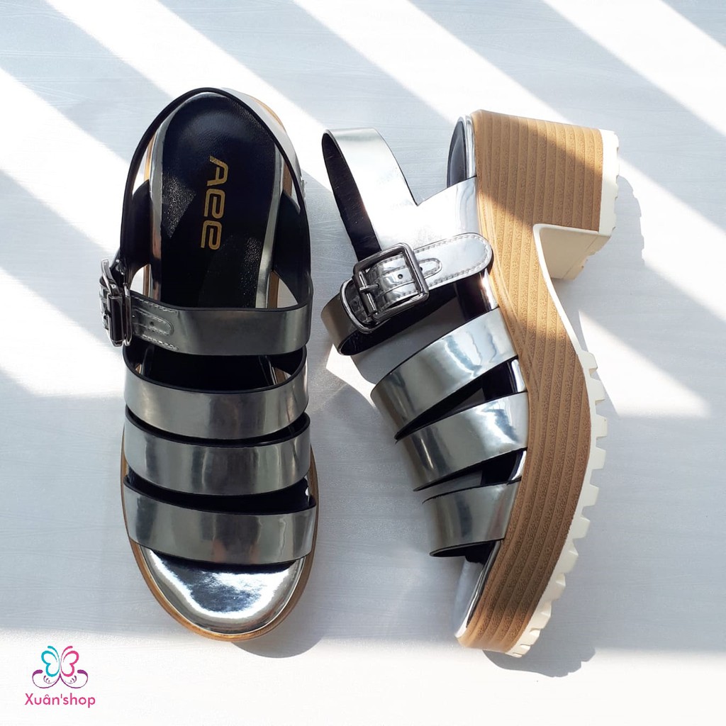 Sandal quai ngang Daphne đế thô cao 7cm (có sẵn)