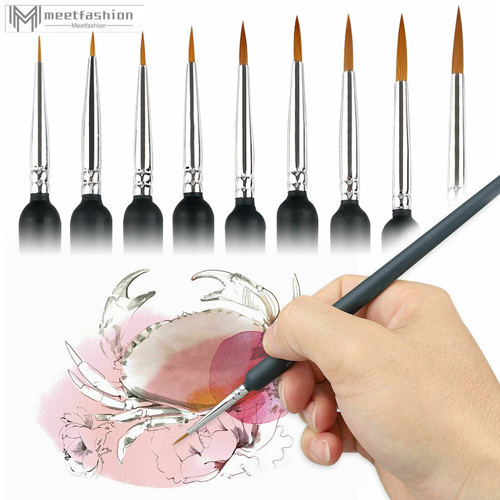 9pcs/set Miniature Paint Brush Set Fine Detail Art Nail Oil Painting Pen