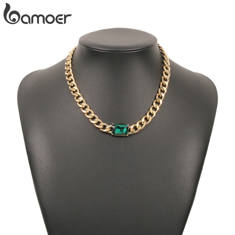 Dây chuyền Bamoer AIN027 46cm đính đá xanh lá thời trang cho nữ