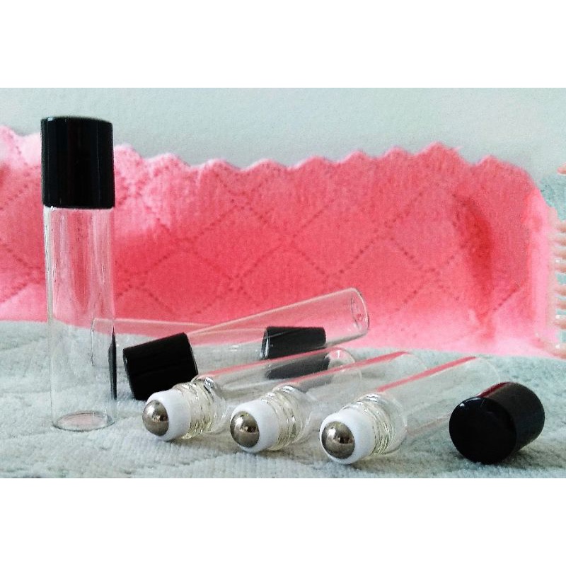 5ml Combo 12 chai thủy tinh trong suốt bi lăn thép đựng nước hoa pháp chiết tinh dầu dubai son môi bóng