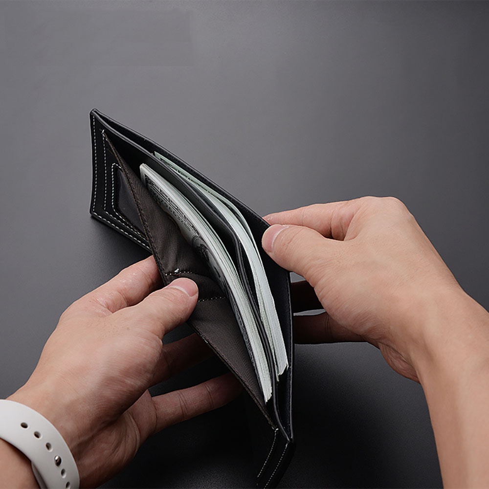 Ví gấp da nam ngang ngắn, bóp nam da mềm nhiều ngăn