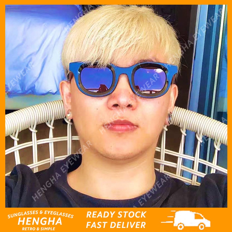 Kính Mát Gọng Oval Màu Vàng Phong Cách Hip Hop Thời Trang