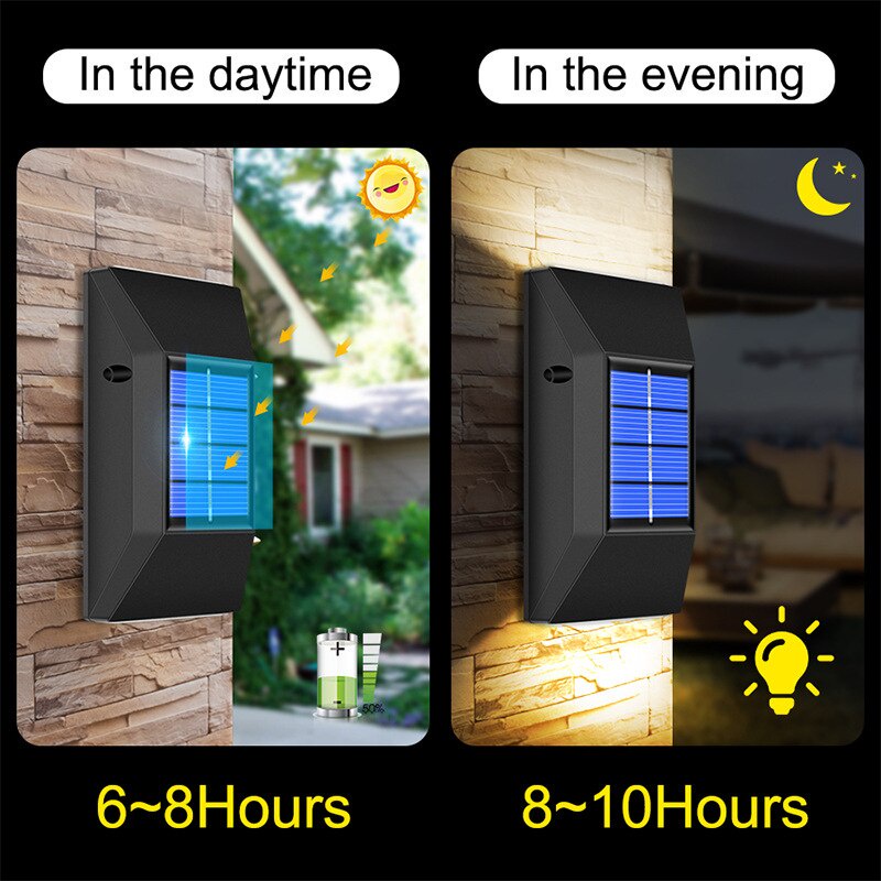 Đèn Led 6 Bóng Năng Lượng Mặt Trời Chống Thấm Nước Gắn Tường Ngoài Trời