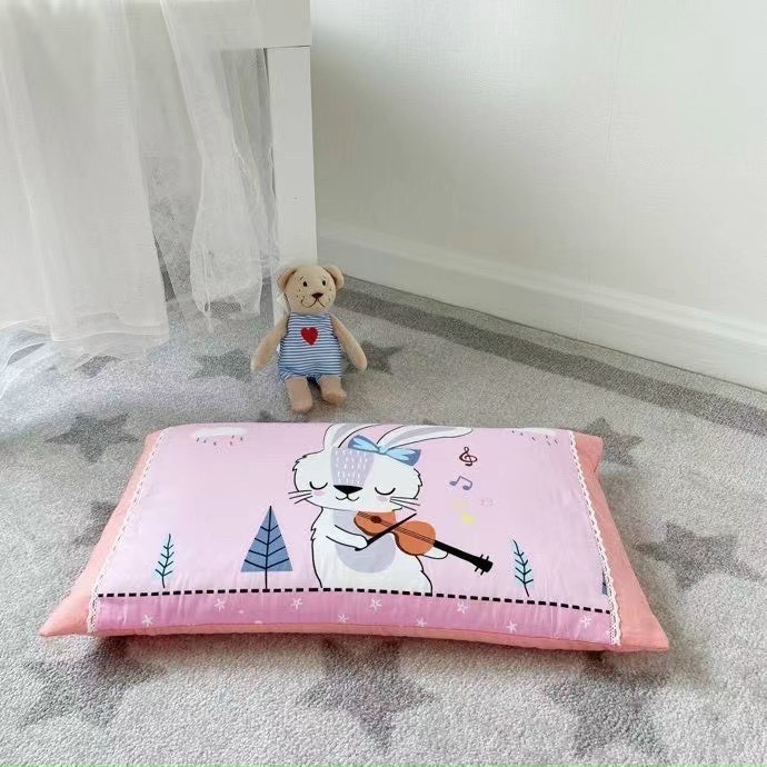 Gối Cotton Cho Bé , Gối Kèm Ruột Bông Gạo Tinh Khiết Siêu Êm Thấm Hút Tốt Hoạ Tiết 3D Ngộ Nghĩnh Đáng Yêu