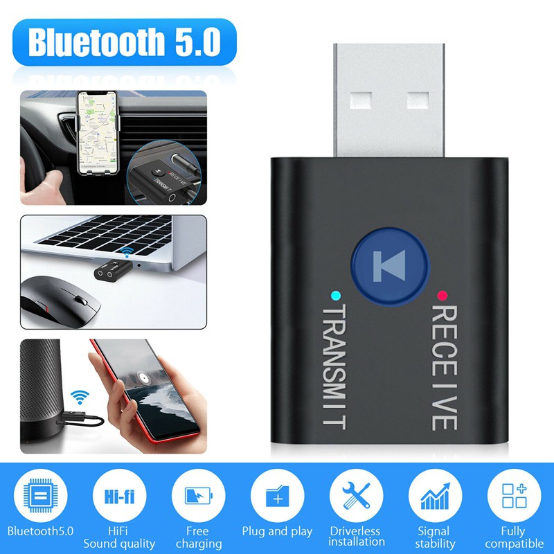 Bộ Chuyển Đổi Âm Thanh Bluetooth Không Dây 2 Trong 1 Với Giắc Cắm 3.5mm Cho Tv Pc Xe Hơi