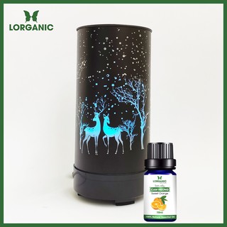 Combo máy khuếch tán/ máy xông tinh dầu Lorganic Trụ Hươu đế xoay FX2066 + tinh dầu cam Lorganic