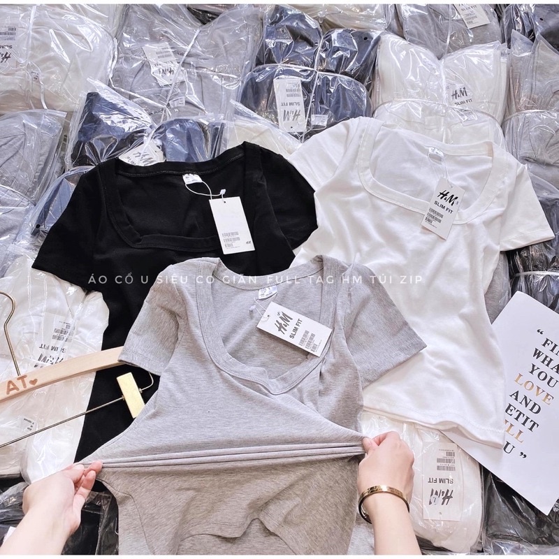 Áo Thun Nữ FREESHIP Áo Phông Cổ U Cộc Tay Phong Cách Hàn Quốc 3 màu Chất Co Dãn đủ size siêu hot 2021