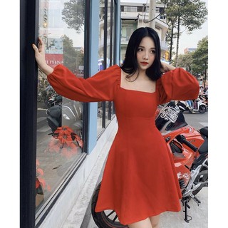 Đầm Dáng Xòe Voăn Tay Phồng