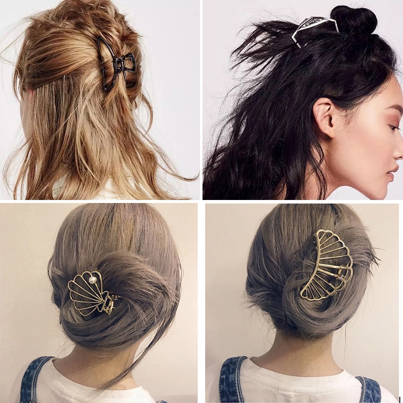 Kẹp Tóc Kim Loại Đính Ngọc Trai Giả Phong Cách Hàn Quốc Chất Lượng Cao