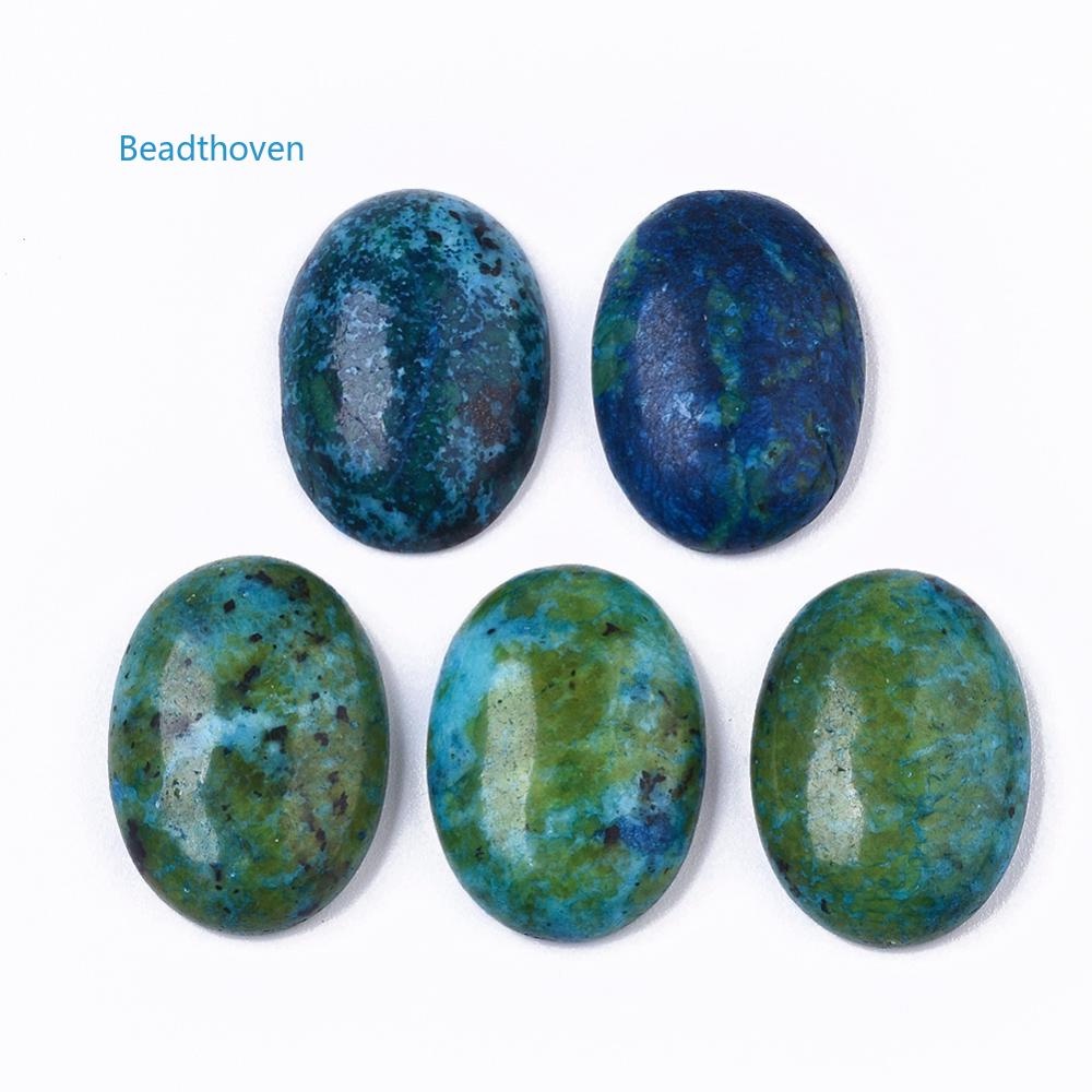 2 viên đá cabochons rhyolite hình bầu dục nhuộm màu 25x18x7 8mm