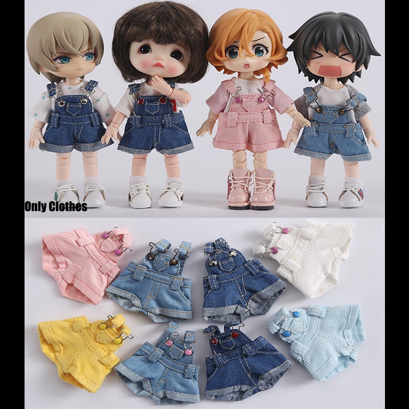 Jumpsuit Denim cho búp bê Ob11 1/12BJD16cm
