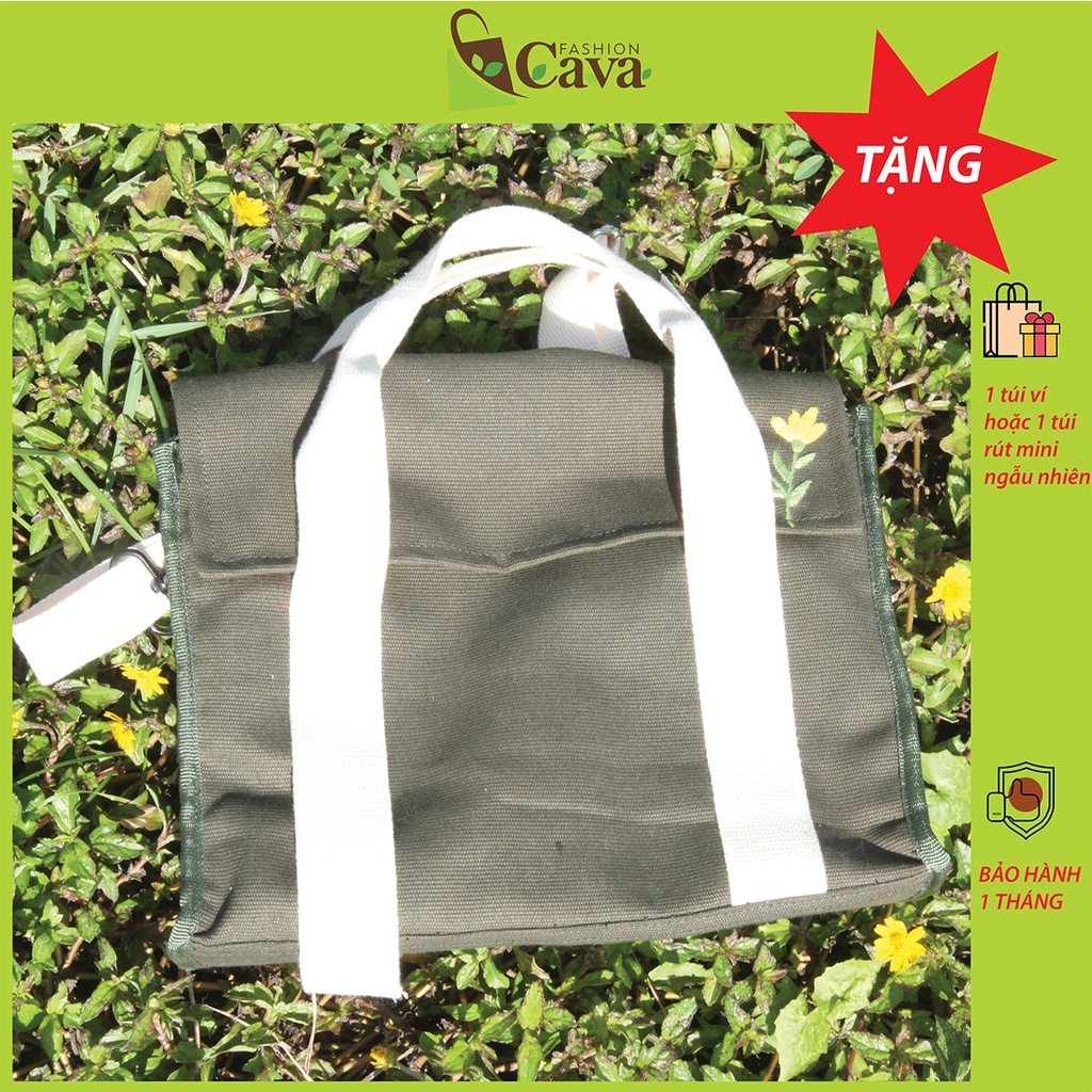 Túi đeo chéo vải canvas cao cấp thêu hình - Love.M Bag