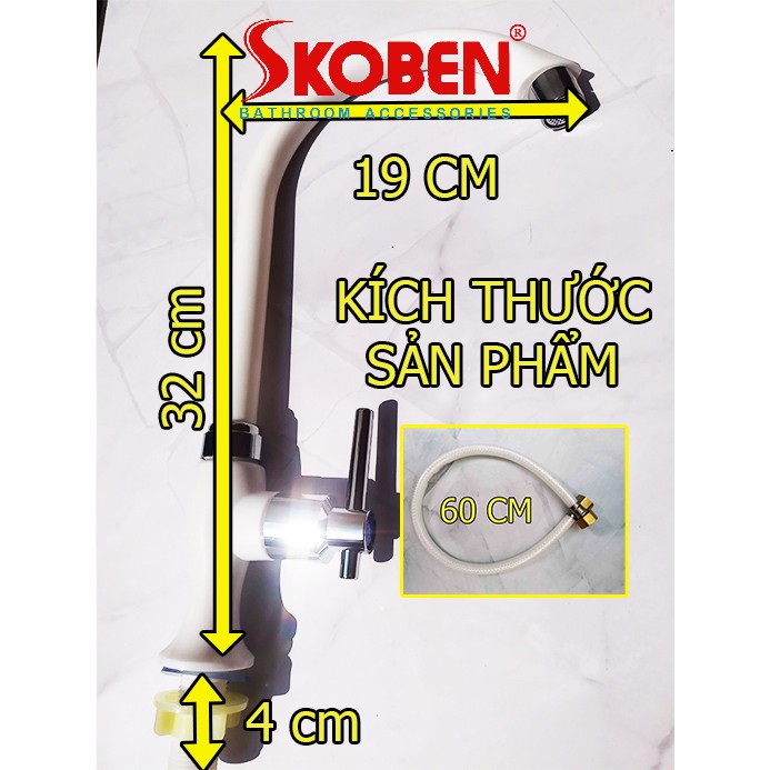 Vòi rửa bát lạnh SKOBEN làm bằng nhựa trắng