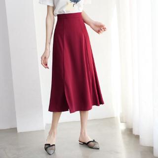 Chân Váy Chữ A Dáng Dài Lưng Cao Màu Trơn Thời Trang Cho Nữ