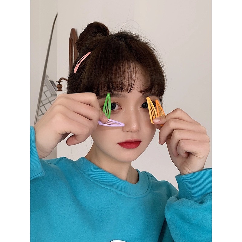 Kẹp tóc kim loại màu trơn đơn giản phong cách Hàn Quốc dành cho nữ