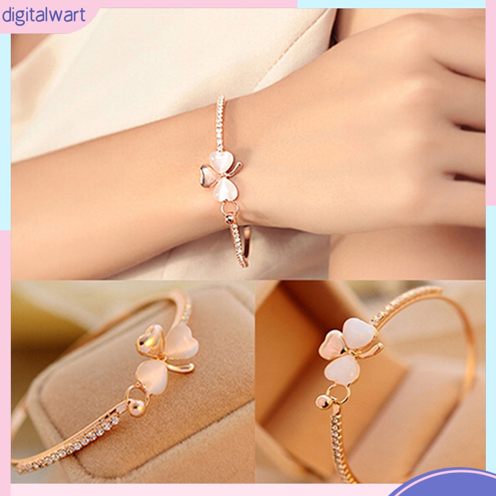 Vòng Tay Mạ Vàng Mặt Cỏ Ba Lá Đính Đá Thời Trang