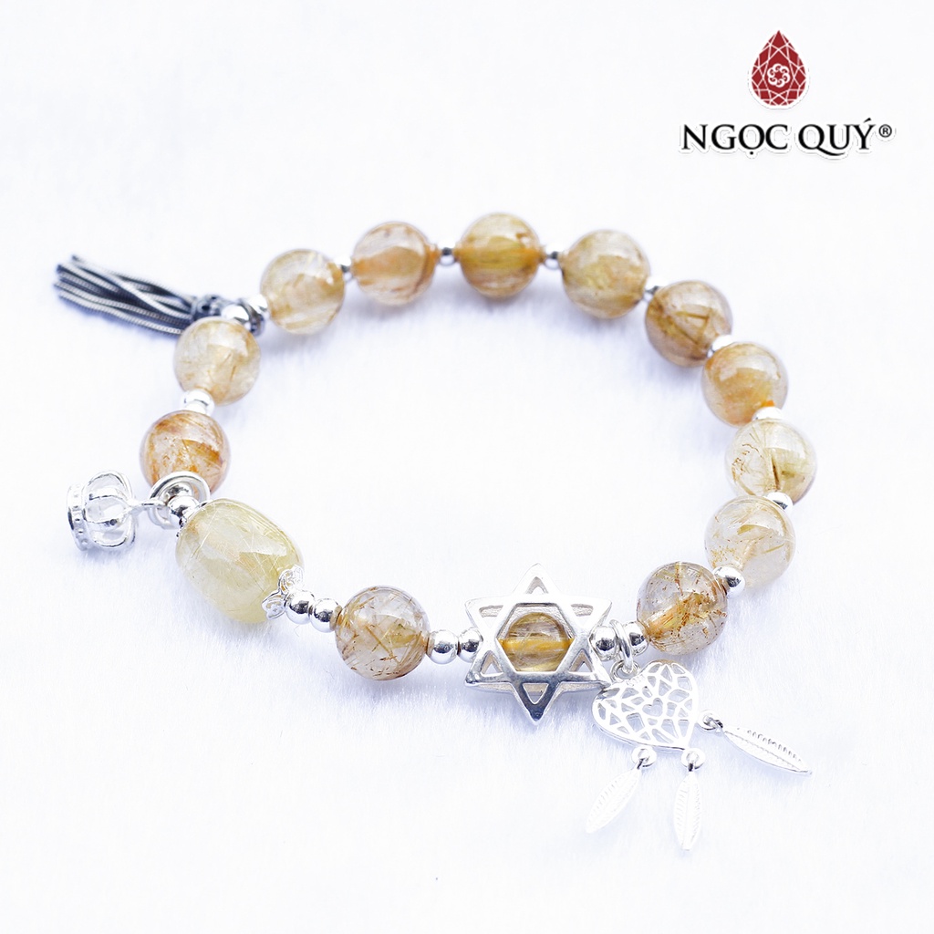 Vòng TA tóc vàng phối lu thống charm bạc - Ngọc Quý