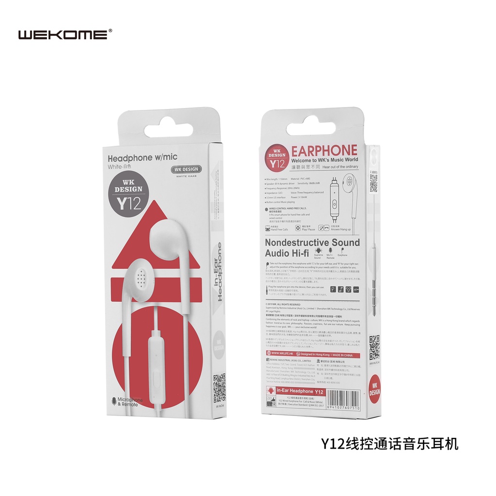 Tai nghe chính hãng WK chân Type C Y12 - Tai nghe jack 3.5