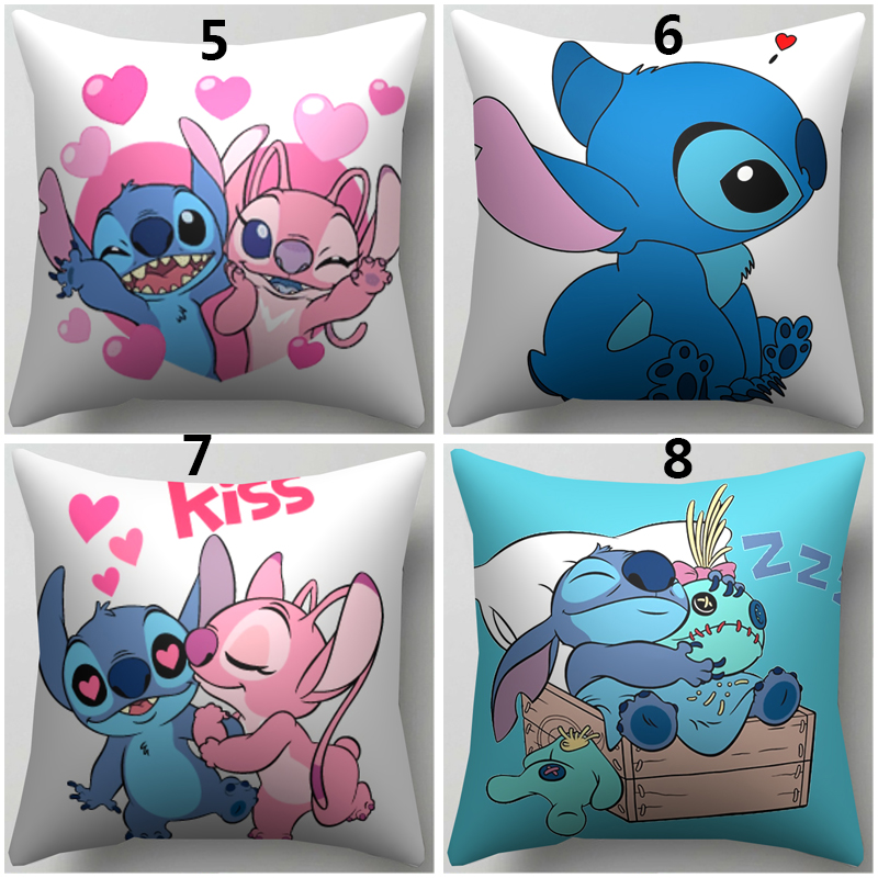 Vỏ Gối In Hình Lilo & Stitch Đáng Yêu Bằng Polyester Kích Thước 45x45cm