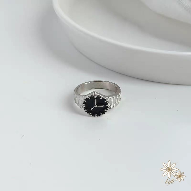 Nhẫn Hình Đồng Hồ Thiết Kế Đơn Giản Phong Cách Nhật Hàn