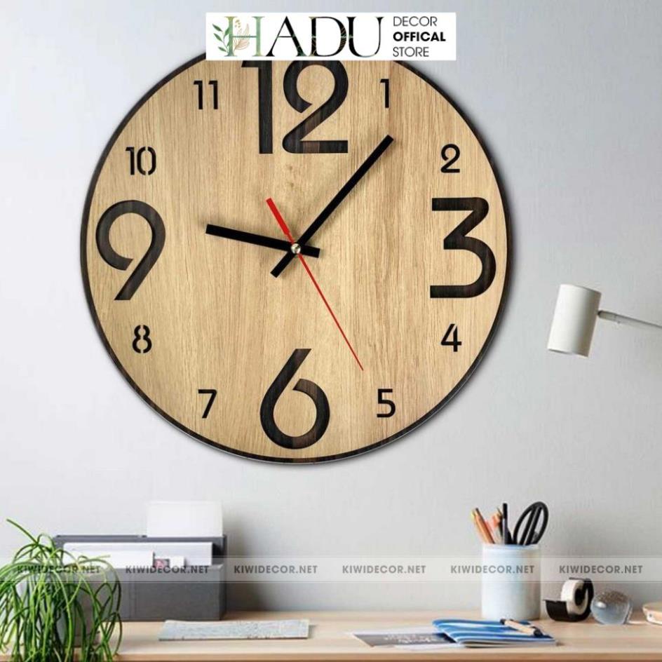 Đồng Hồ Treo Tường Gỗ Kim Trôi, Decor Phong cách Vintage Độc Đáo, Trang Trí, Quán Cafe, Homestay - HaduDecor