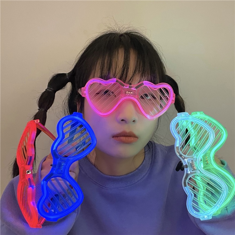 Mắt Kính Hình Trái Tim Ánh Sáng Lạnh Thời Trang Có Đèn LED Phát Sáng Nhiều Màu Sắc Hỗ Trợ Buổi Tiệc Tùng