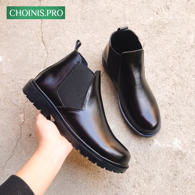 Giầy da CHELSEA BOOTS cao cổ da bò mềm Bốt cao cổ nam tăng cao 5cm