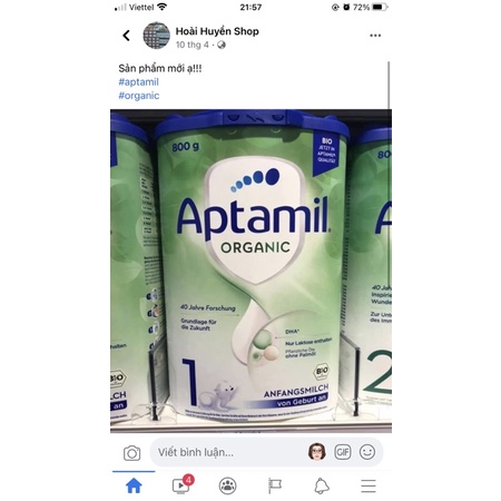 Sữa bột Aptamil Organic Đức 800g