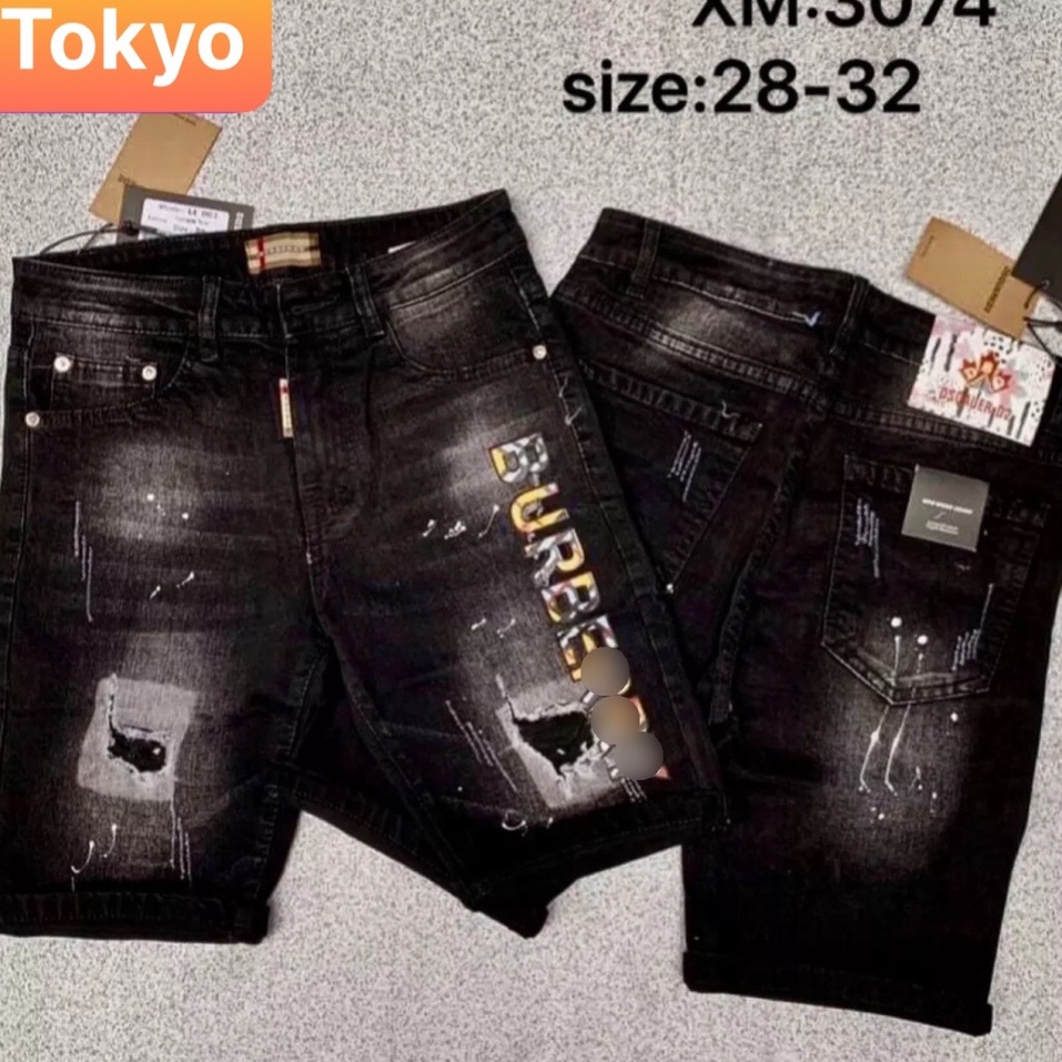 QUẦN SHORT SỌT LỬNG NGỐ CHẤT BÒ JEAN NAM ĐEN THÊU CO GIÃN THU ĐÔNG HÈ- BD 3074 CAO CẤP -TOKYO FASHION