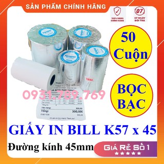 50 Cuộn Giấy In Nhiệt Giấy In Hóa Đơn K57 K58- Bọc Bạc