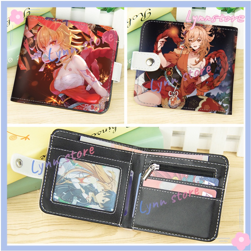 Genshin Impact Yae Miko Yoimiya Wallet Ví hoạt hình Ví ngắn dễ thương Có chủ thẻ Túi tiền xu