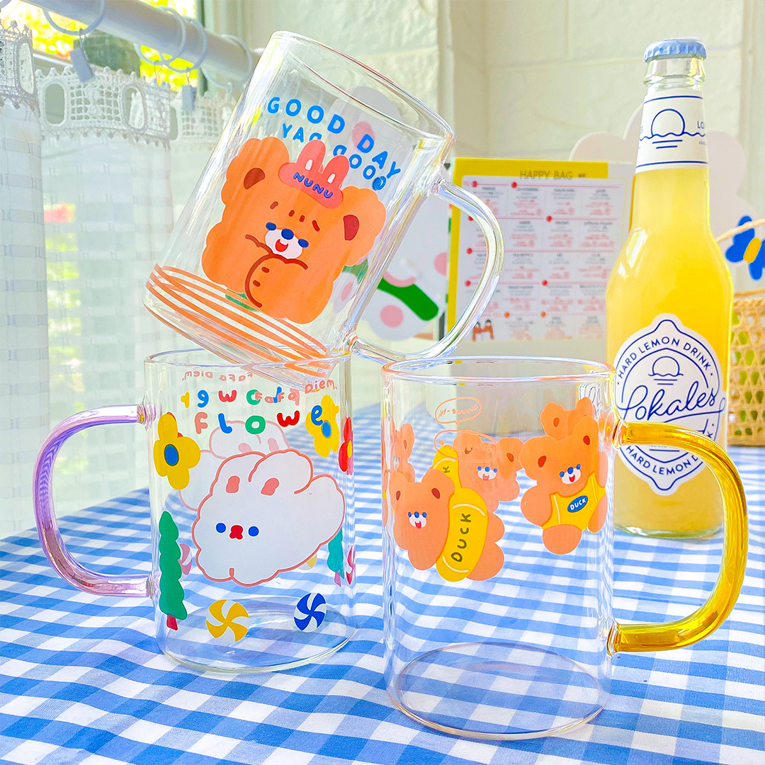 <Giảm giá lớn>W&G 111 Bình Nước Thủy Tinh Có Tay Cầm Hình Gấu Dễ Thương-300ML | BigBuy360 - bigbuy360.vn