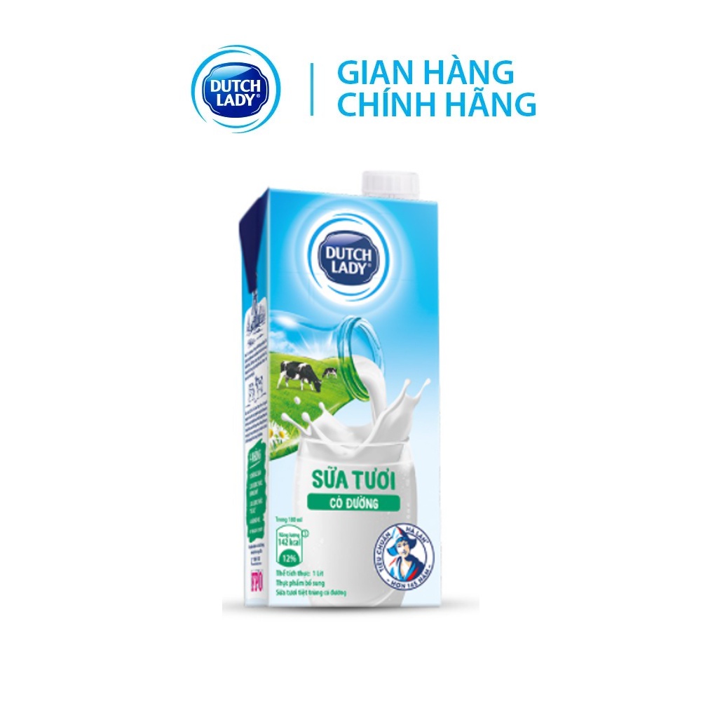 Hộp sữa tươi tiệt trùng Dutch Lady Fresh có đường 965ml