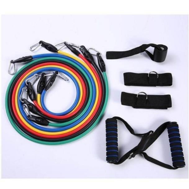 Bộ 5 dây tập GYM ngũ sắc móc kim loaị - HV Store 272