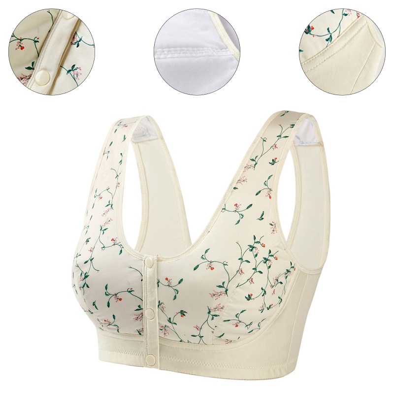 Áo Ngực Cotton Không Gọng Cài Nút Phía Trước Thoải Mái Thời Trang Cho Nữ