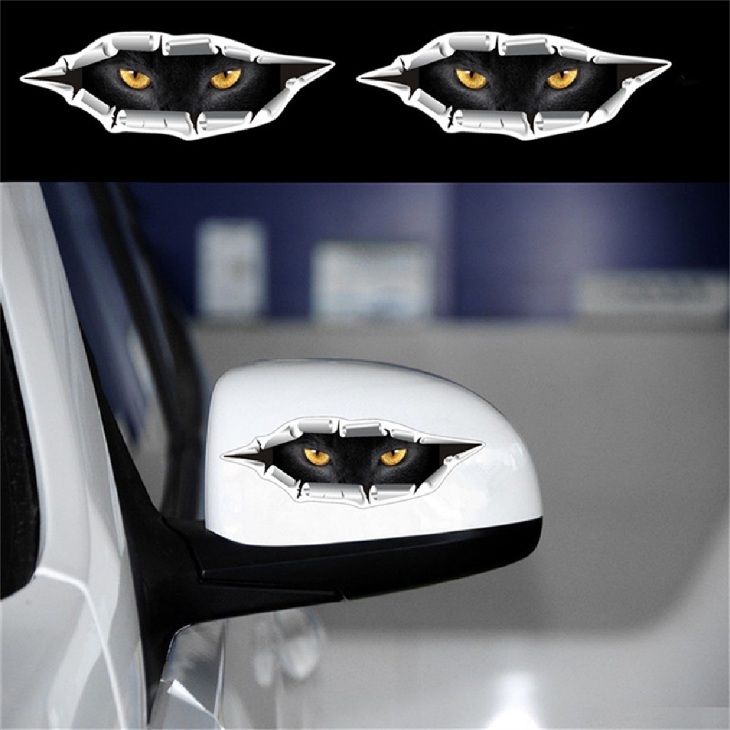 Sticker 3D Hình Mắt Mèo Vui Nhộn Chống Thấm Nước Trang Trí Xe Hơi