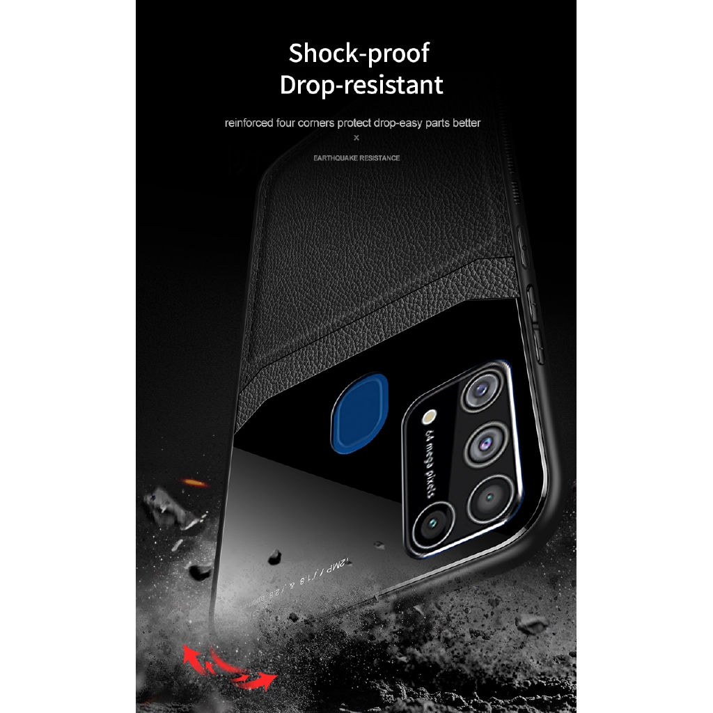 Ốp điện thoại mặt da bảo vệ cho Samsung Galaxy M31 A10 Note 10 Lite S10 Plus S10e A7 2018 Note 8 9