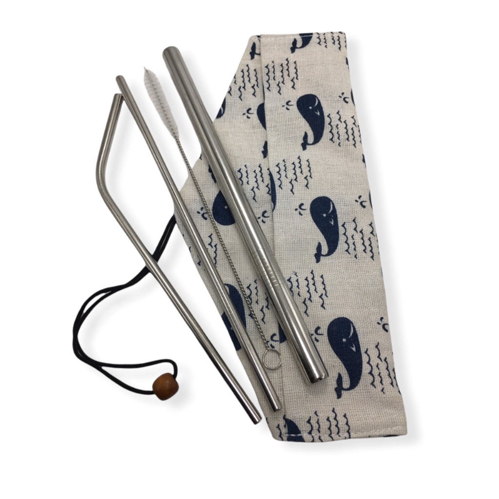 Bộ ống hút Inox sinh tố, trà sữa, cà phê, có túi vải đi kèm vô cùng sang trọng, lịch thiệp