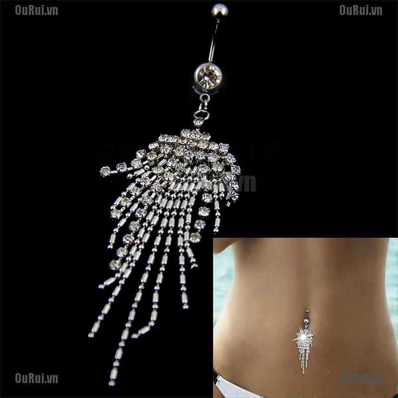 Khuyên Rốn Đính Đá Tua Rua Xinh Xắn Hợp Thời Trang