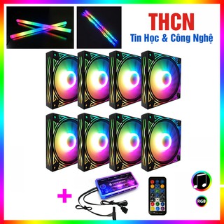 Bộ 2, 3, 4, 5, 6, 7, 8 quạt tản nhiệt, fan coolmoon x plus led rgb - kèm bộ hub sync main, đổi màu theo nhạc