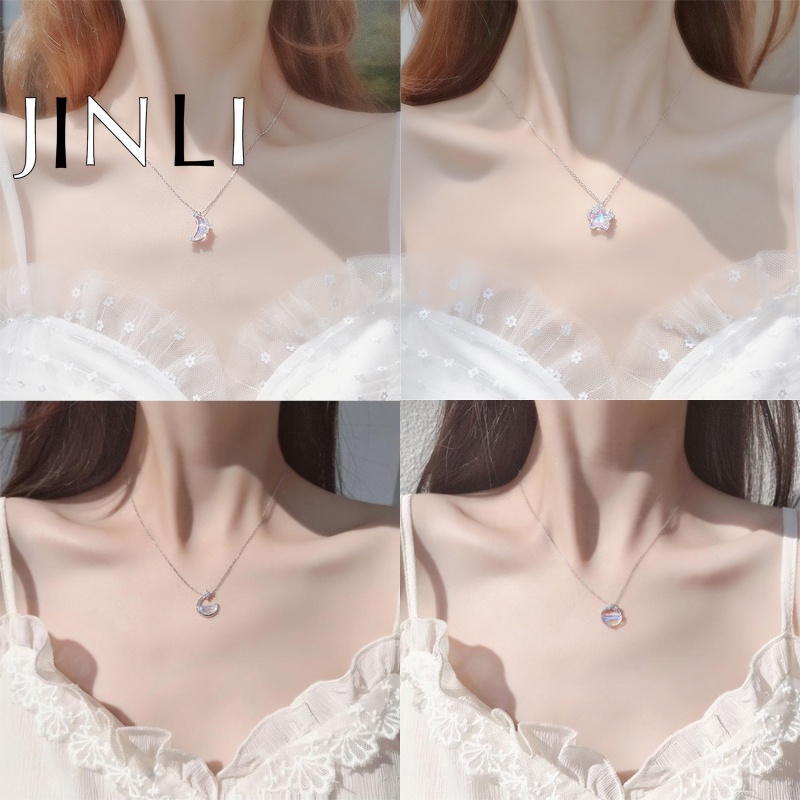 Vòng cổ hợp kim mặt hình mặt trăng ngôi sao đính đá Zircon thời trang cho nữ